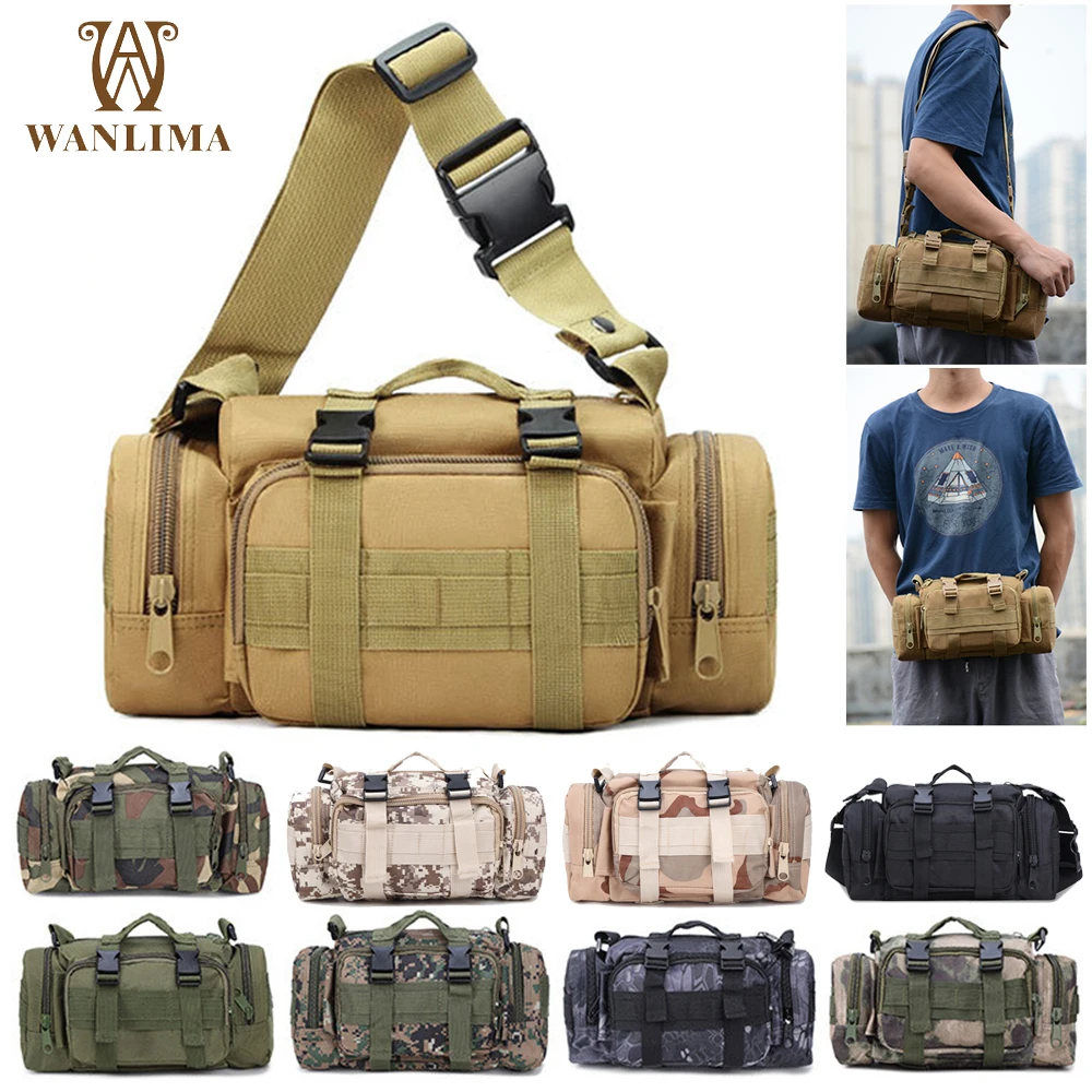 Военная тактическая поясная сумка Wanlima 3P Molle, спортивная нагрудная сумка для активного отдыха, Камуфляжный рюкзак через плечо, Многофункциональная сумка Изображение 0