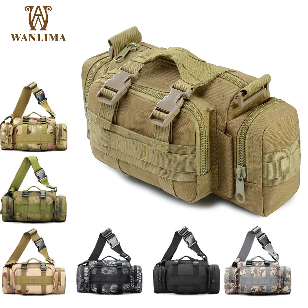 Военная тактическая поясная сумка Wanlima 3P Molle, спортивная нагрудная сумка для активного отдыха, Камуфляжный рюкзак через плечо, Многофункциональная сумка Изображение 1