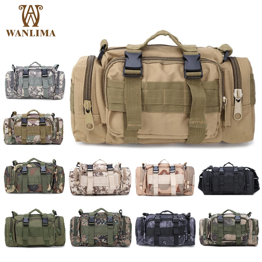 Военная тактическая поясная сумка Wanlima 3P Molle, спортивная нагрудная сумка для активного отдыха, Камуфляжный рюкзак через плечо, Многофункциональная сумка Изображение 2