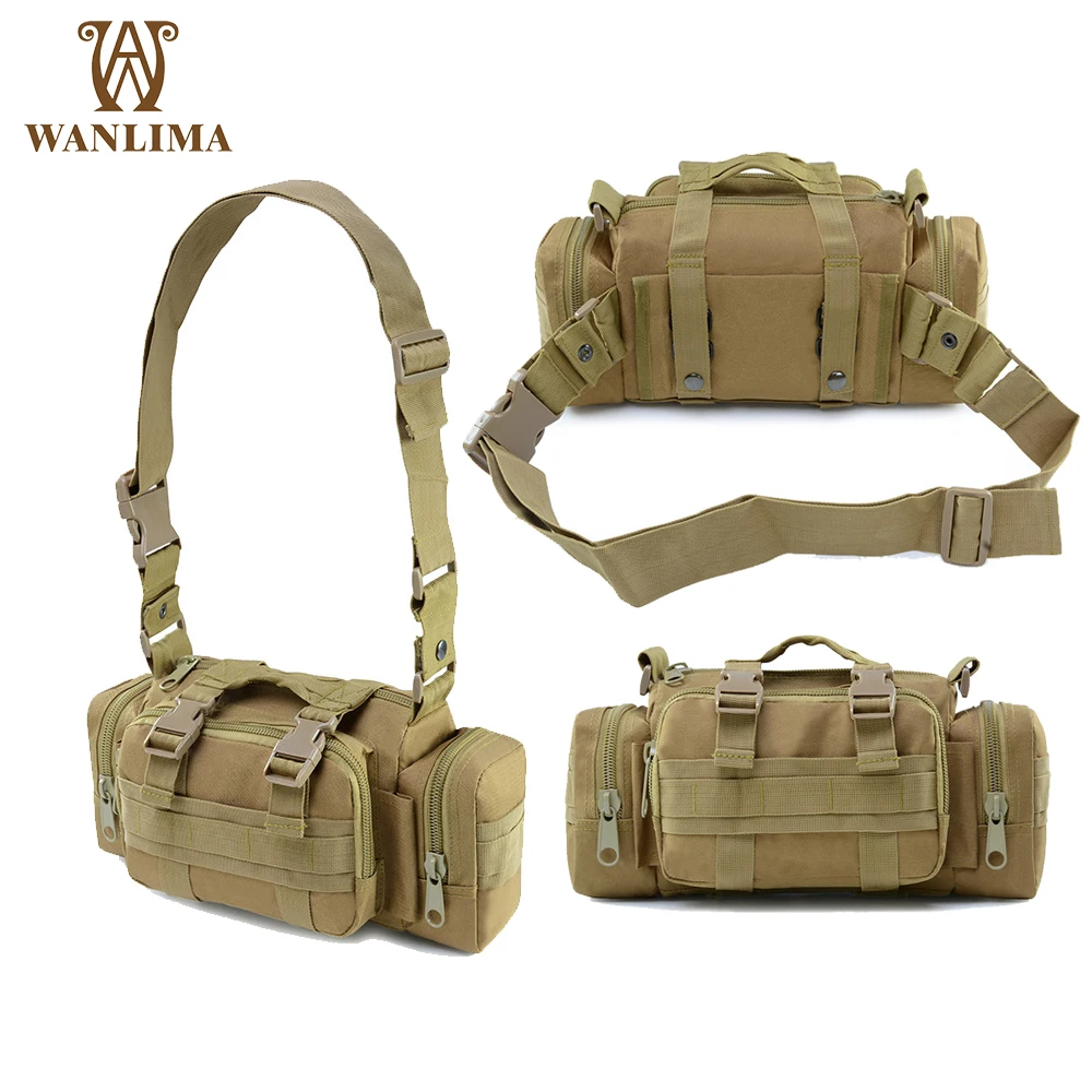 Военная тактическая поясная сумка Wanlima 3P Molle, спортивная нагрудная сумка для активного отдыха, Камуфляжный рюкзак через плечо, Многофункциональная сумка Изображение 3
