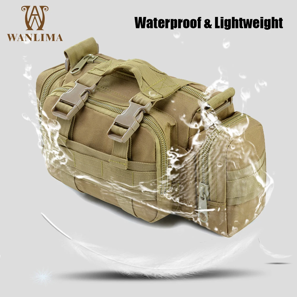 Военная тактическая поясная сумка Wanlima 3P Molle, спортивная нагрудная сумка для активного отдыха, Камуфляжный рюкзак через плечо, Многофункциональная сумка Изображение 4