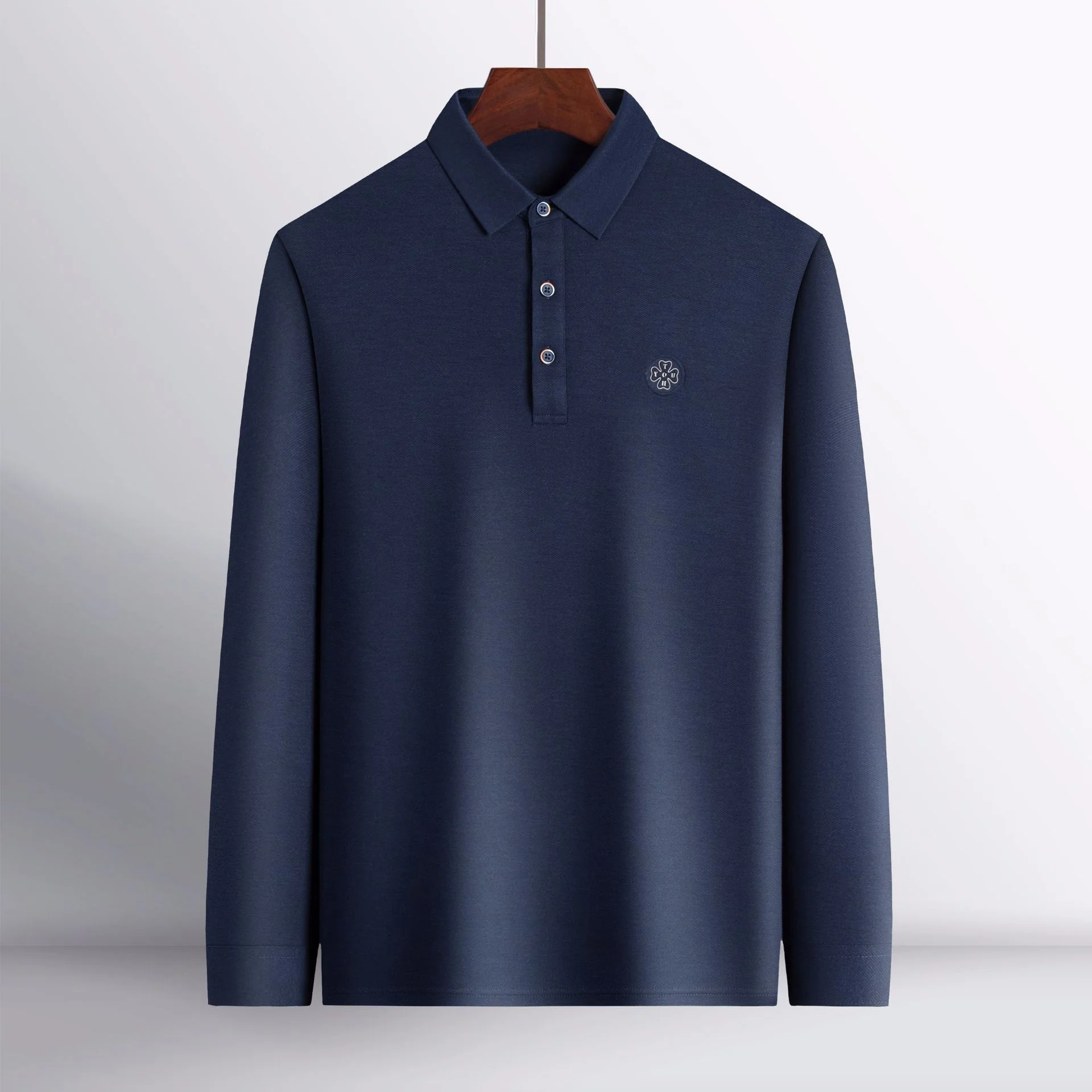 Высококачественная мужская рубашка поло с длинным рукавом от бренда Embroidery 2023, весна и осень, новая дизайнерская дышащая рубашка поло для делового отдыха, мужская Рубашка поло Изображение 1