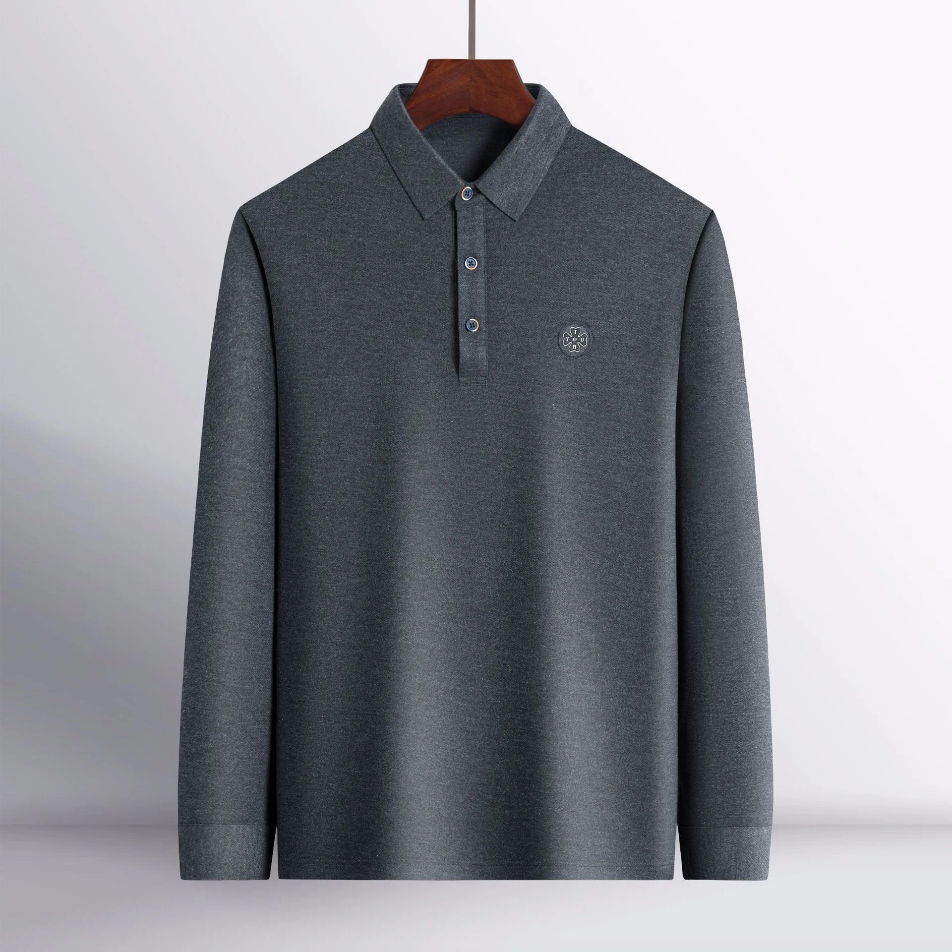 Высококачественная мужская рубашка поло с длинным рукавом от бренда Embroidery 2023, весна и осень, новая дизайнерская дышащая рубашка поло для делового отдыха, мужская Рубашка поло Изображение 2