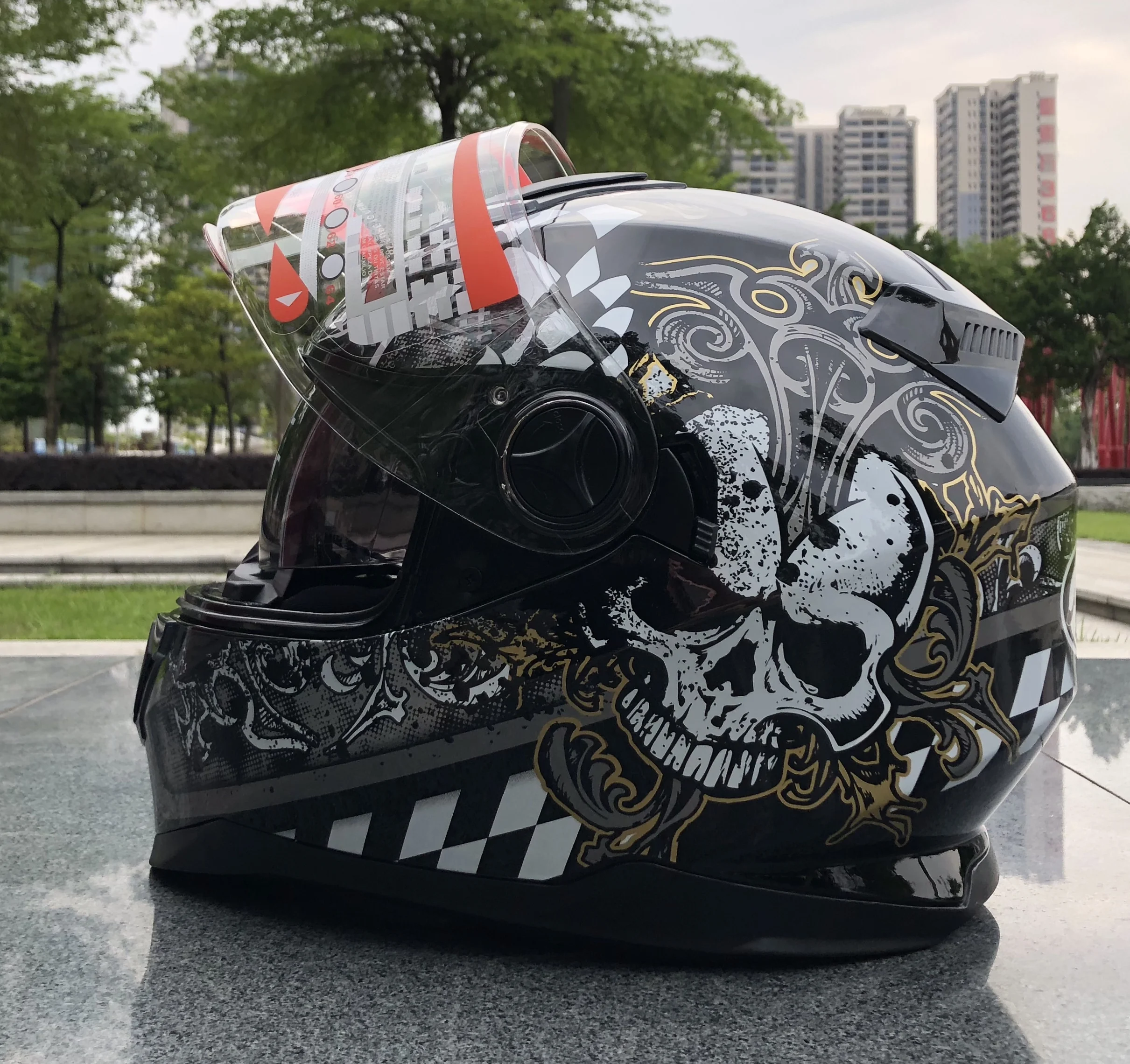Высококачественный мотоциклетный шлем из АБС-пластика с двумя линзами, цена суперсовременных защитных шлемов унисекс Capacete Изображение 1