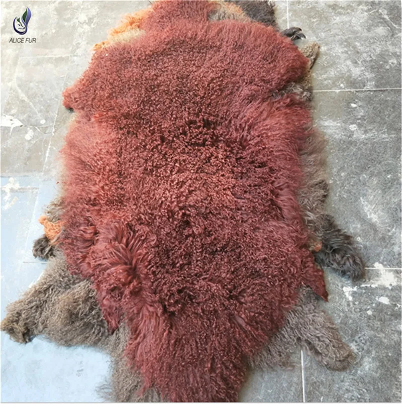 Вьющиеся Длинные волосы Из настоящей Монгольской овчины Изображение 4