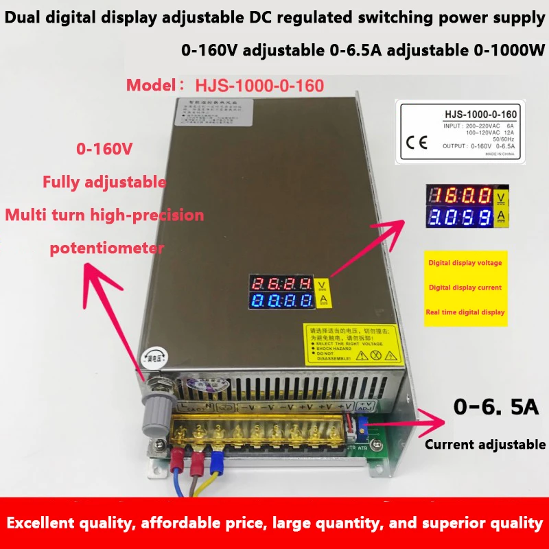 Двойной цифровой дисплей с регулируемым напряжением и током постоянного тока мощностью 1000 Вт импульсный источник питания 0-12-24-36-48-60-80-120В Изображение 0