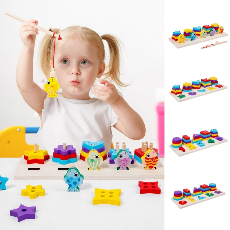 Детская игрушка для укладки блоков для тренировки зрительно-моторной координации, игрушка для рыбалки Изображение 1