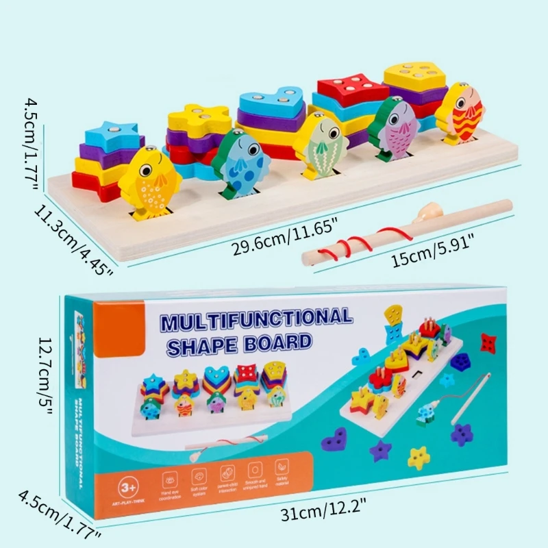 Детская игрушка для укладки блоков для тренировки зрительно-моторной координации, игрушка для рыбалки Изображение 5