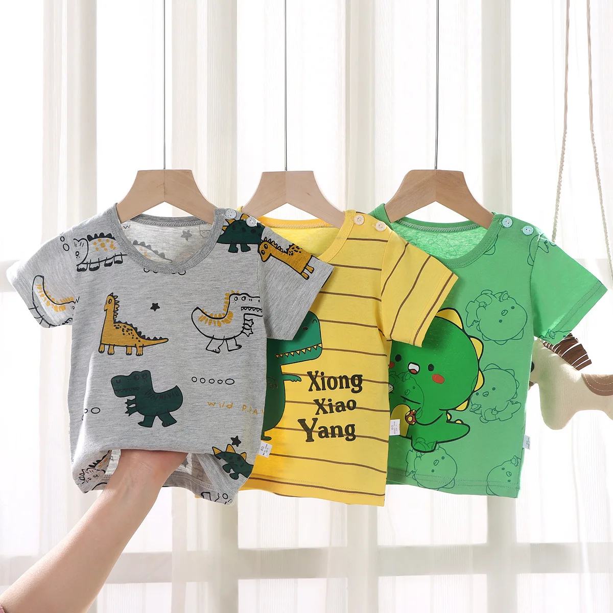 Детская хлопковая летняя футболка с короткими рукавами для мальчиков и девочек, повседневные топы с героями мультфильмов, детская футболка, детская одежда Изображение 1