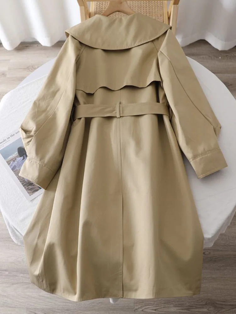 Женская куртка-ветровка средней длины HWL, весеннее новое женское пальто с поясом, свободное модное пальто 2023 Изображение 3