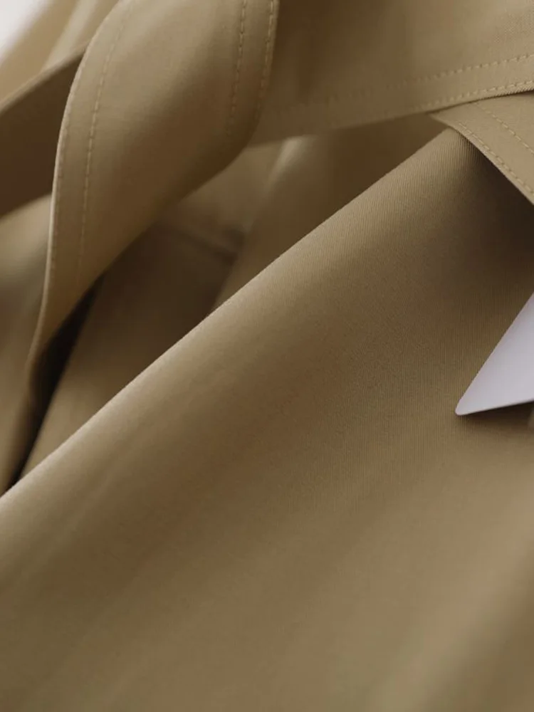 Женская куртка-ветровка средней длины HWL, весеннее новое женское пальто с поясом, свободное модное пальто 2023 Изображение 5