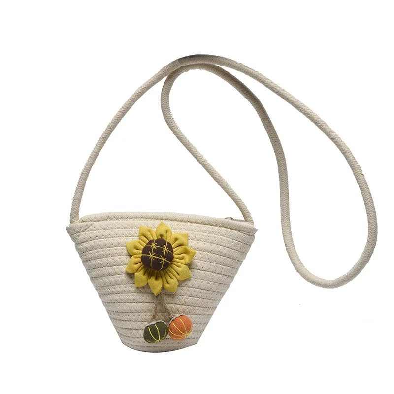 Женская плетеная сумка с цветочным узором, пляжный отдых, мессенджер на одно плечо, соломенная сумка ручной работы, летняя сторона для дам Изображение 0