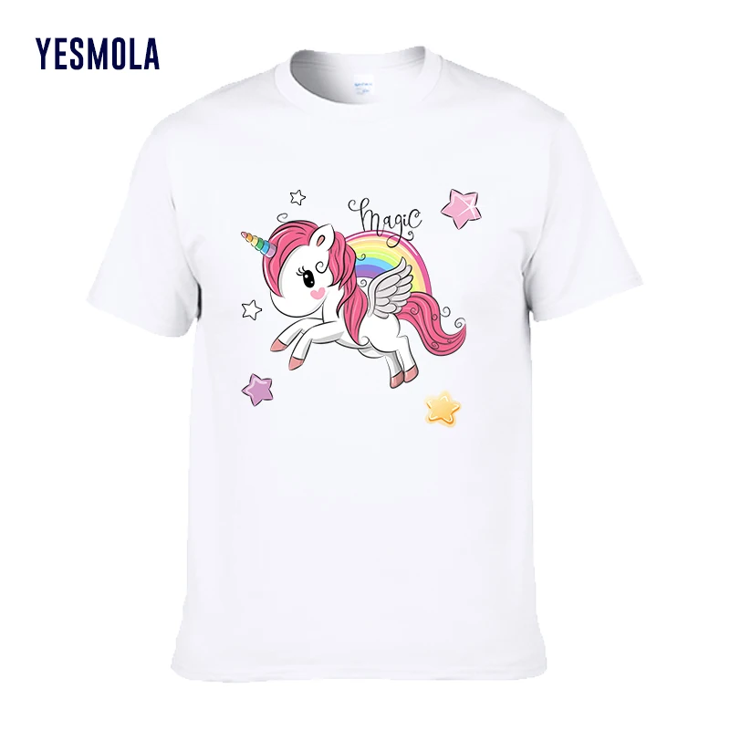 Женская футболка YESMOLA с единорогом Harajuku, Женская Уличная футболка с рисунком Каваи, Корейский Стиль, Женская Повседневная футболка, Одежда Изображение 1