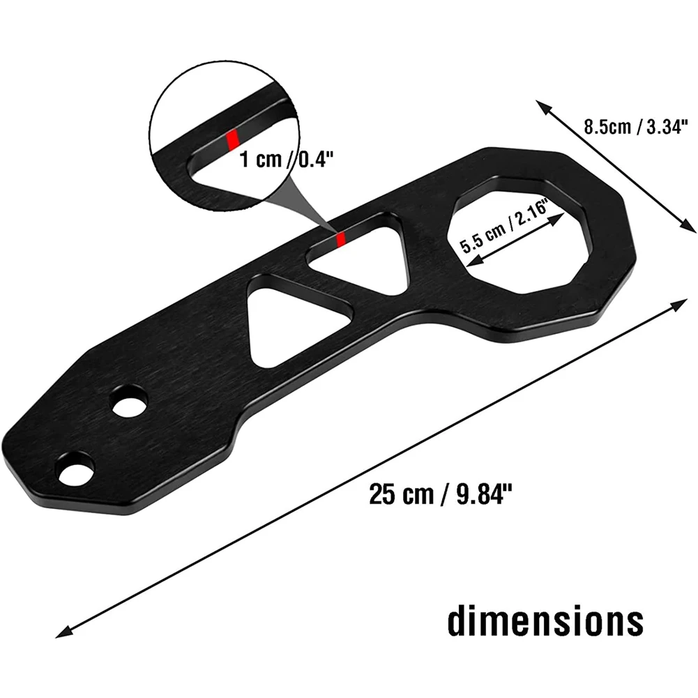 Задний буксировочный крюк для универсального автомобиля Кольцо для автоматического прицепа Алюминиевый крюк для гоночного прицепа (черный) Изображение 3