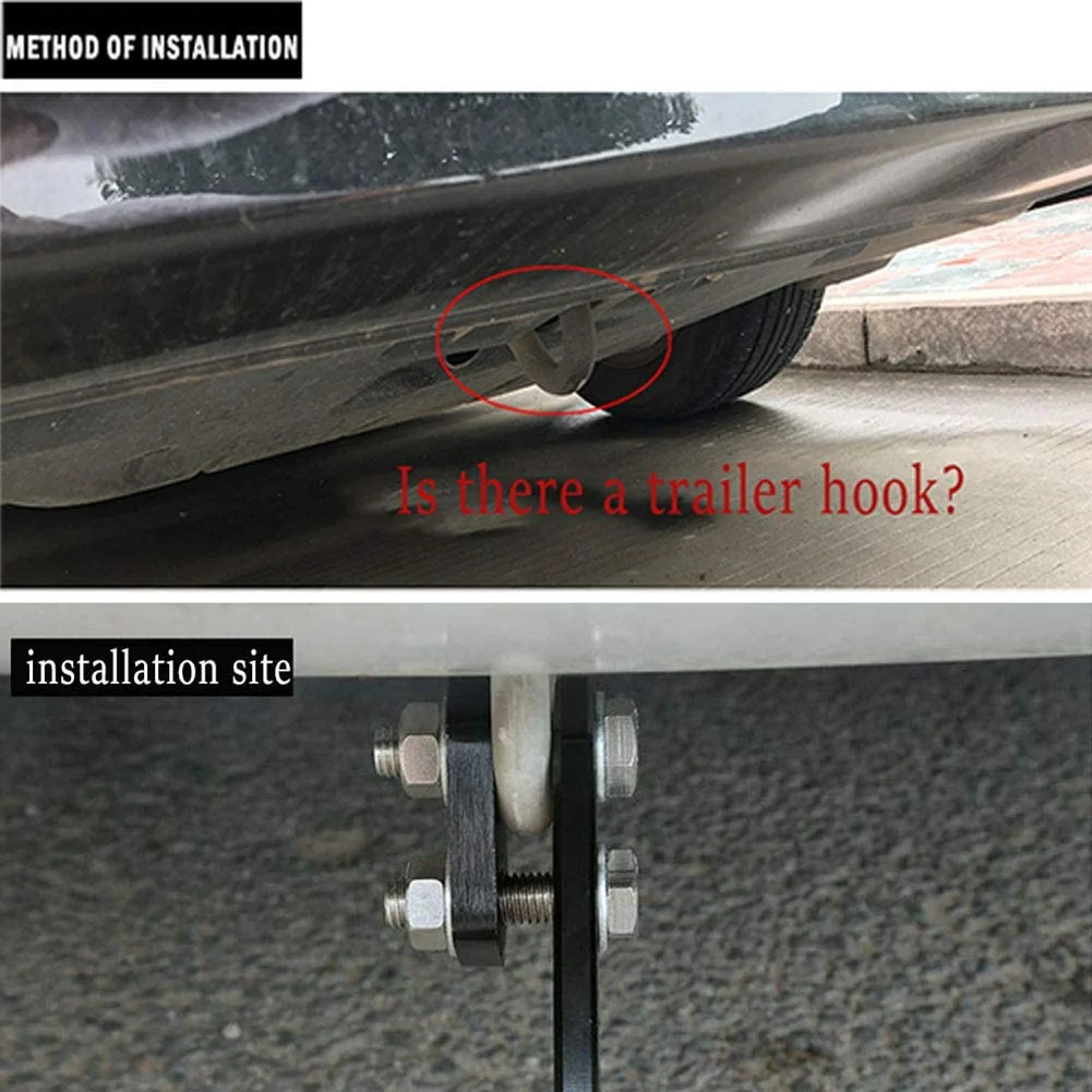 Задний буксировочный крюк для универсального автомобиля Кольцо для автоматического прицепа Алюминиевый крюк для гоночного прицепа (черный) Изображение 5