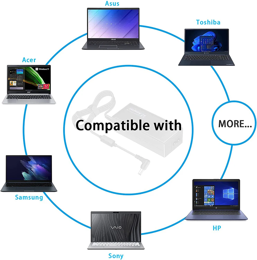 Зарядное устройство для ноутбука 19V 3.42A для Toshiba, Lenovo, Acer, HP, Ноутбуков Chromebook Ultrabooks, ЖК-светодиодного монитора SAMSUNG LG, Динамика Bluetooth Изображение 5