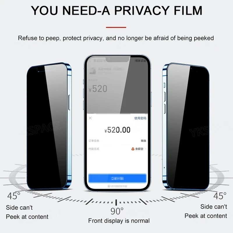 Защитная пленка для экрана конфиденциальности для iPhone 14 Plus 13 11 Pro Max 12 Mini XR XS, антишпионское светящееся закаленное стекло на iPhone 14pro max Изображение 3