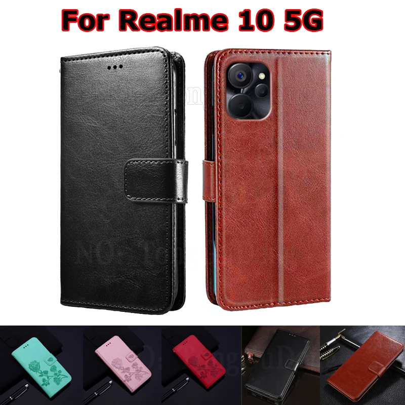 Защитный Чехол-бумажник Для Realme 10 5G RMX3615 Чехол Для Телефона чехол на Realme10 4G Realme10 5G Funda Coque Etui с Карманами для Карт Изображение 0