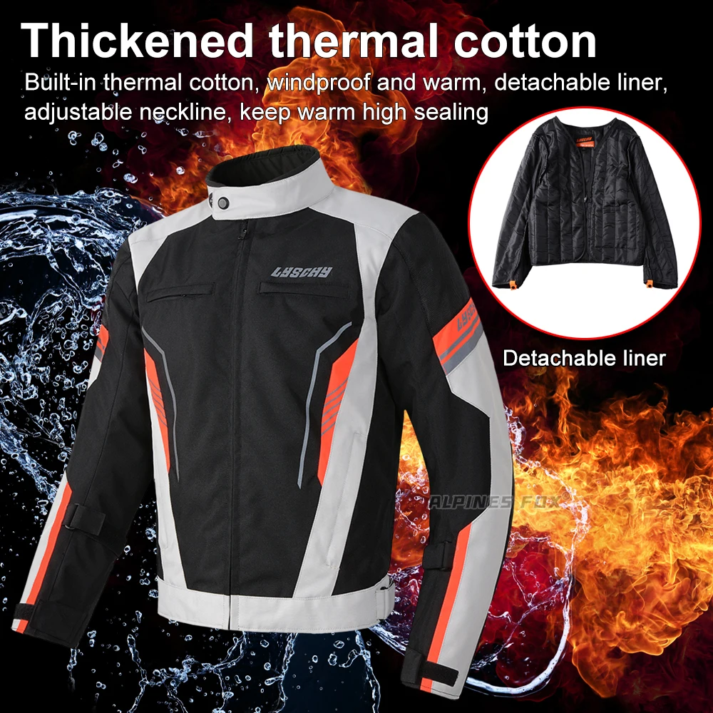 Зимне-осенняя мотоциклетная куртка, брючный костюм, водонепроницаемая мужская мотокроссовая куртка Chaqueta, мотоциклетная одежда с защитой CE Изображение 4