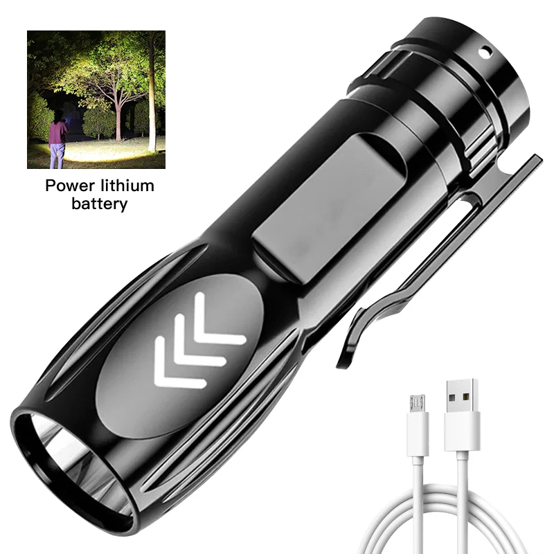 Карманный фонарик, мощный светодиодный фонарик, USB-зарядка, фонарик Falcon, фонарик для самообороны, Мини-рыбалка, Водонепроницаемый для кемпинга, лампа Изображение 0