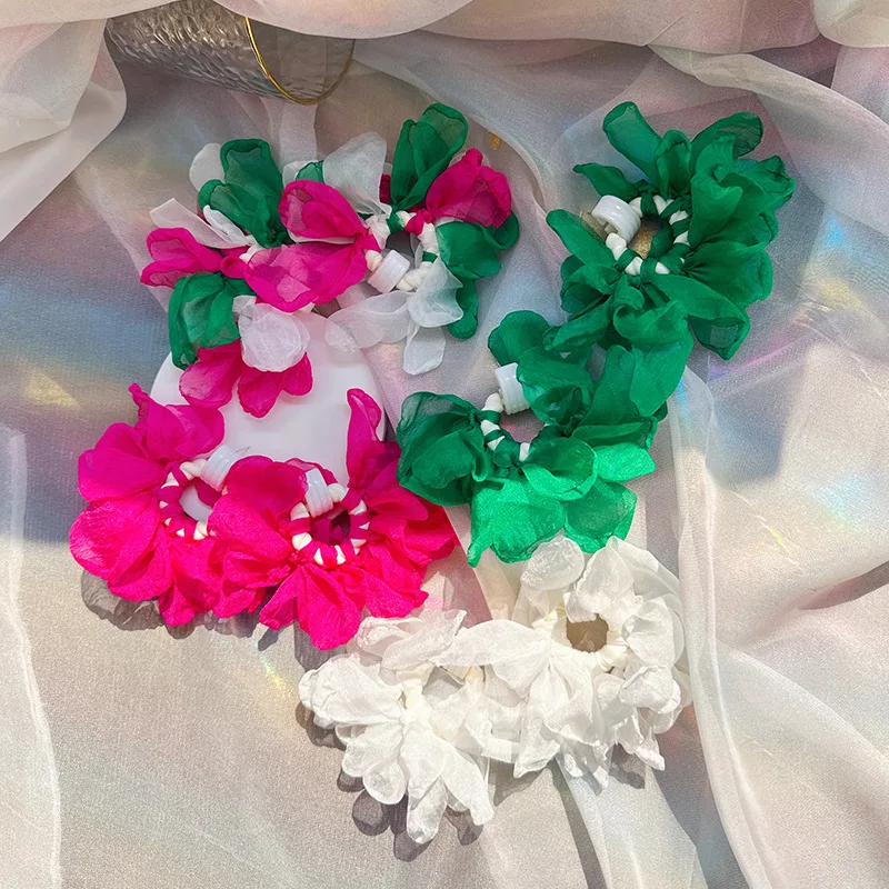 Классические корейские модные украшения для женщин, преувеличенные серьги, серьги с цветами из разноцветной пряжи, винтажные романтические украшения Изображение 1
