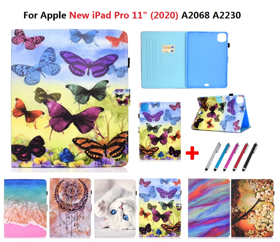 Классический Мраморный чехол для планшета Tree Butterfly Sea Cat для iPad Pro 11 2020 Новая Откидная крышка для iPad Pro 11-дюймовый чехол 11 