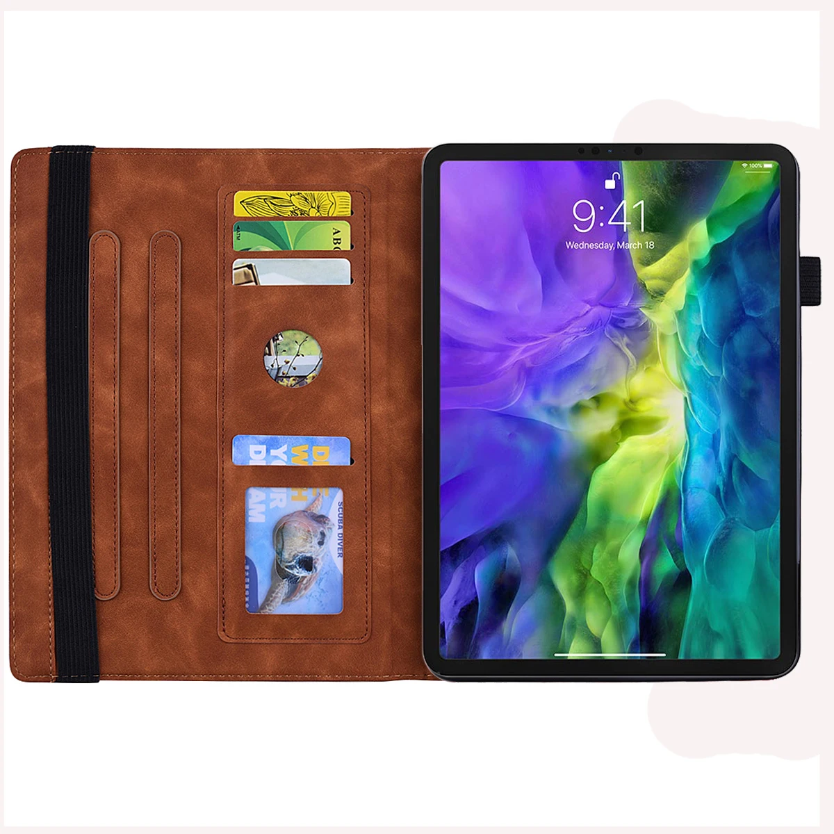 Кожаный чехол с 5-цветным Цветочным 3D-Тиснением Для Apple iPad Pro 12.9 2020 Case Tablet Funda для iPad Pro 12 9 Cover 4-го поколения + Ручка Изображение 3