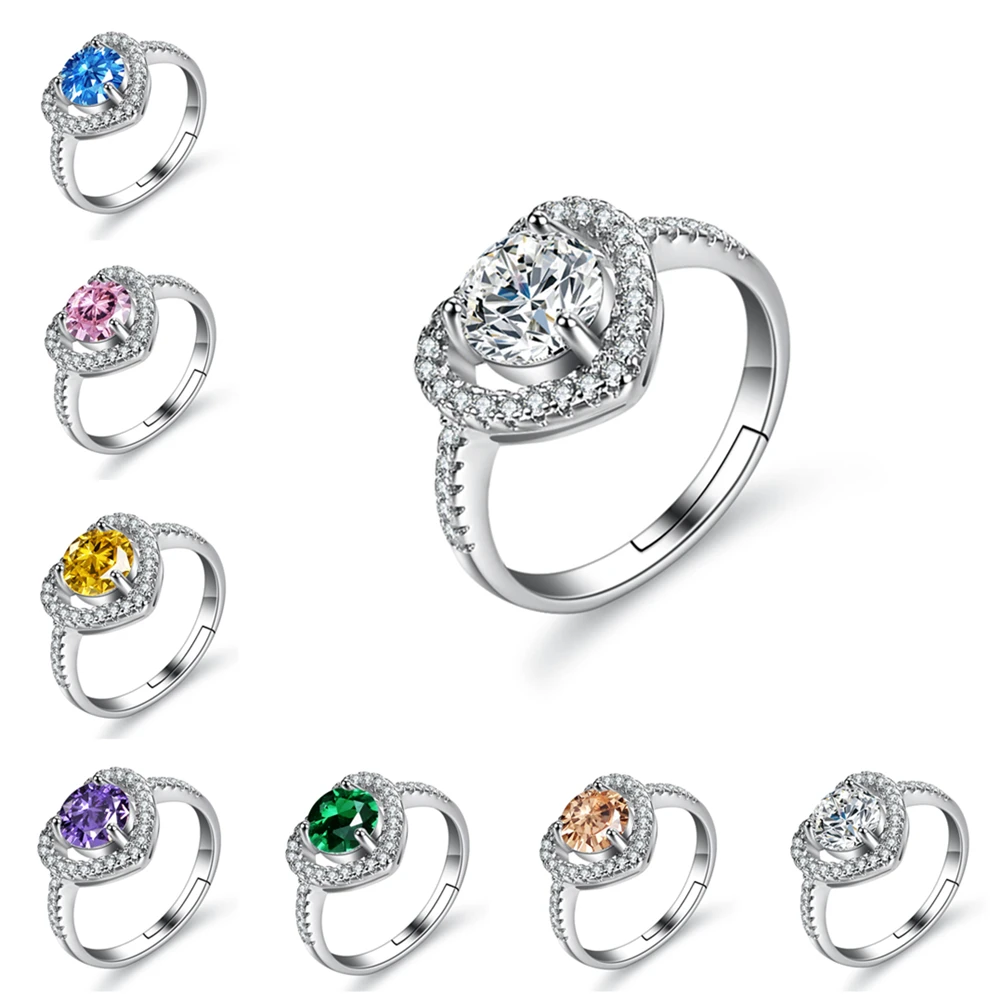 Кольца с муассанитом в форме сердца, 1 карат, серебро 925 пробы, роскошное кольцо для женщин, обручальные кольца, ювелирные украшения Изображение 2