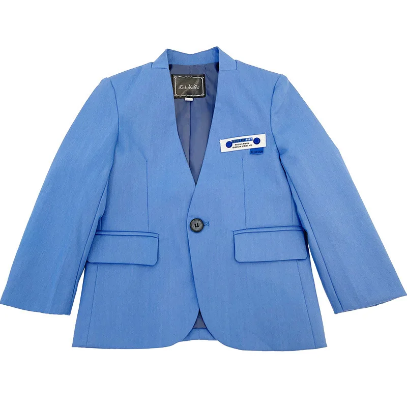 Комплект синего костюма для мальчиков на весну 2023 года, детское Корейское платье, праздничный костюм для выступлений, детские модные куртки, брюки, одежда из 2 предметов Изображение 4
