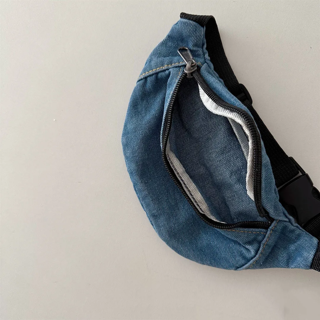 Корейские джинсовые детские сумки Chidlren Повседневная сумка на одно плечо для девочек и мальчиков, кошелек, детская сумка через плечо, сумки-мессенджеры Изображение 1