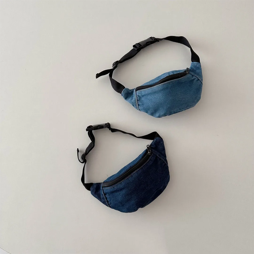 Корейские джинсовые детские сумки Chidlren Повседневная сумка на одно плечо для девочек и мальчиков, кошелек, детская сумка через плечо, сумки-мессенджеры Изображение 2