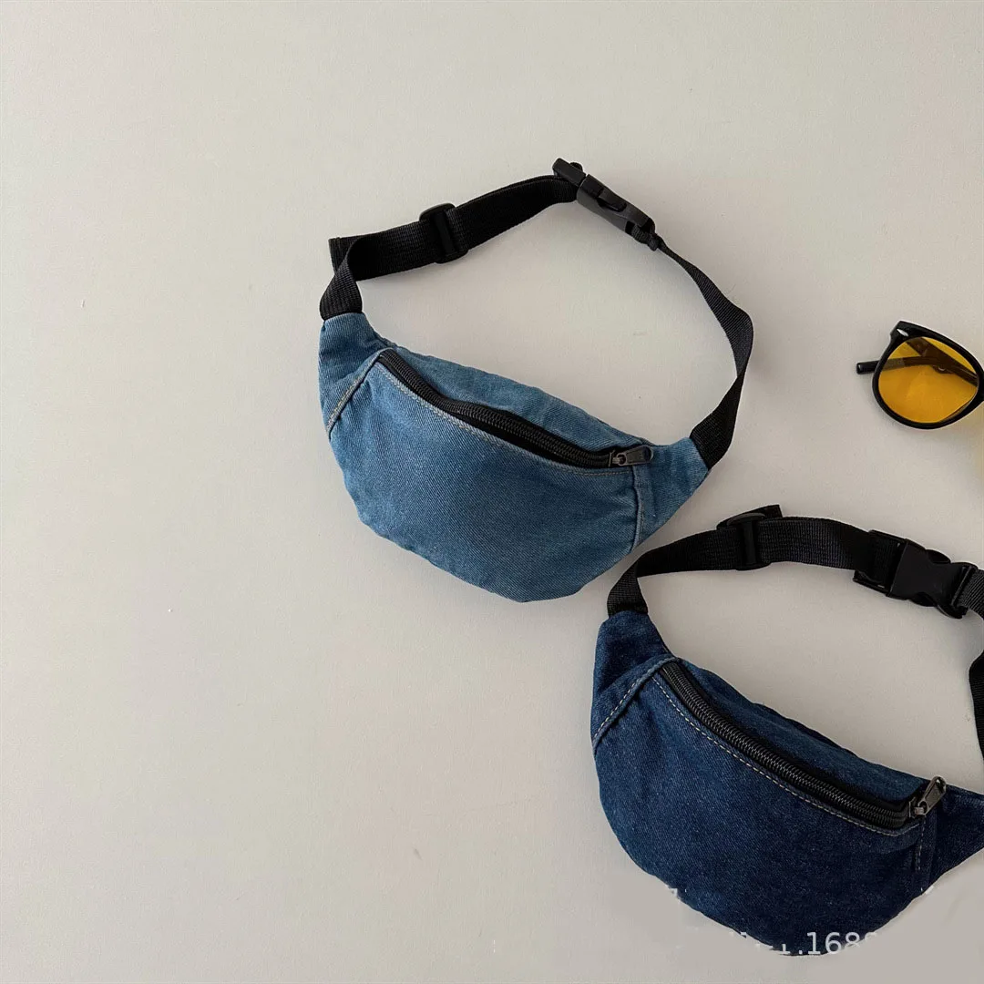 Корейские джинсовые детские сумки Chidlren Повседневная сумка на одно плечо для девочек и мальчиков, кошелек, детская сумка через плечо, сумки-мессенджеры Изображение 3