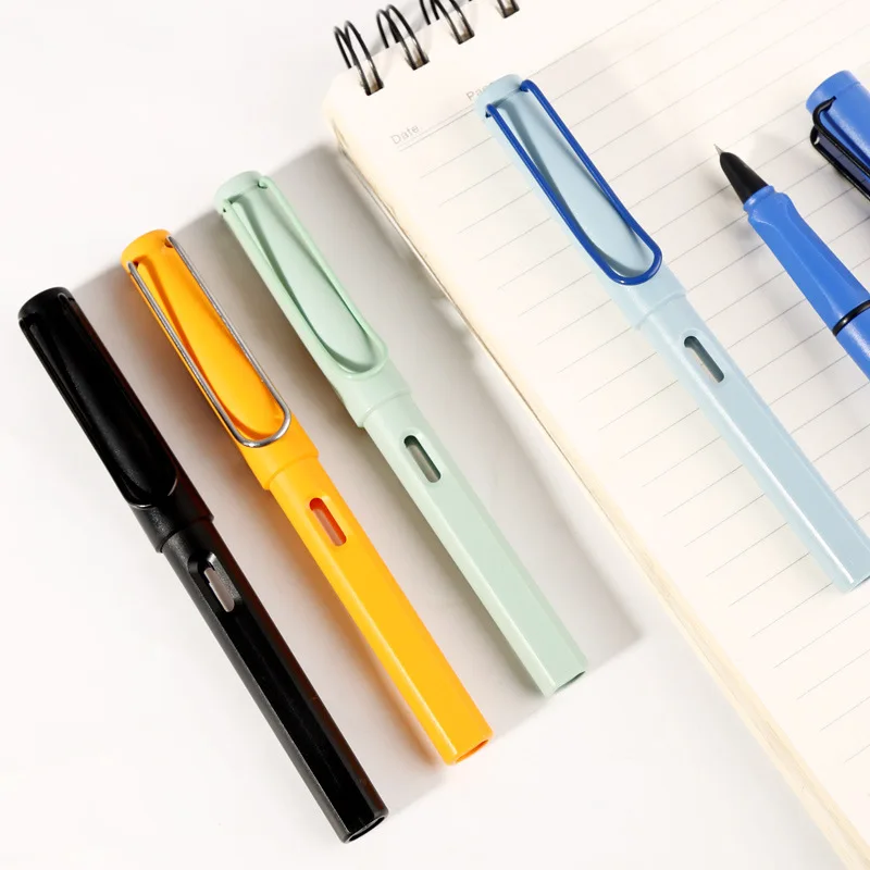 Коррекция осанки Разноцветные Сменные чернила 0,7/1,0 мм, школьные ручки с изогнутым кончиком, офисные письменные принадлежности, канцелярские принадлежности Изображение 5
