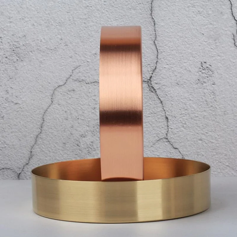 Круглый металлический поднос в стиле ретро из чистой меди, коробка для коллекции золотых украшений, латунная посуда Изображение 2