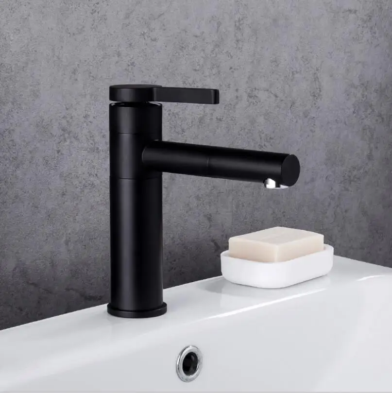 Латунный, черно-белый, окрашенный краской для выпечки Смеситель для раковины в ванной, Умывальник, Вращающаяся на 360 ° насадка для смешивания холодной и горячей воды, кран Изображение 1