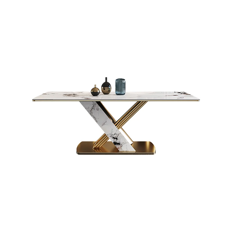 Легкий роскошный обеденный стол прямоугольный обеденный стол обеденный стол со стулом импортный обеденный стол из яркой каменной плиты Изображение 4