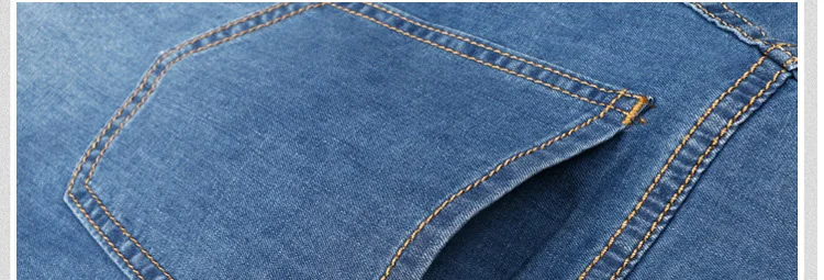 Летние джинсовые шорты большого размера, светло-голубые эластичные брюки с пятью разрезами, средние брюки, мужские брюки большого размера 48 46 44 Изображение 5