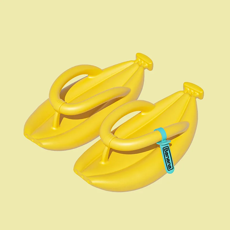 Летние женские домашние тапочки из ЭВА на толстой подошве в форме банана с защитой от запаха и скольжения Желтого цвета Изображение 0