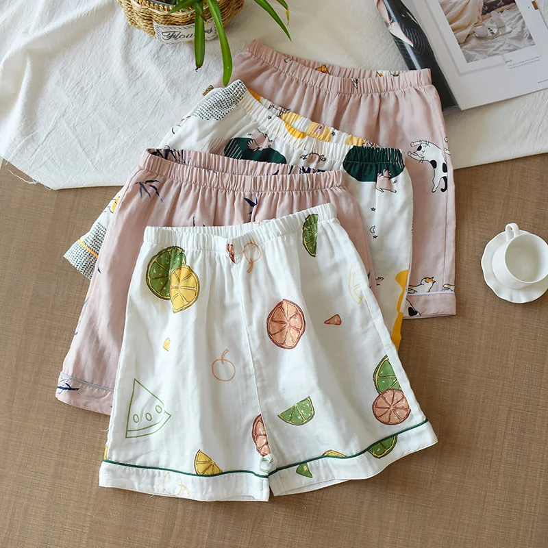 Летние женские шорты для сна хлопчатобумажные пижамные штаны с принтом пижамные штаны для сна Одежда для сна Женская одежда для отдыха Пижамы Изображение 1
