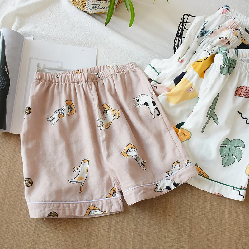 Летние женские шорты для сна хлопчатобумажные пижамные штаны с принтом пижамные штаны для сна Одежда для сна Женская одежда для отдыха Пижамы Изображение 2
