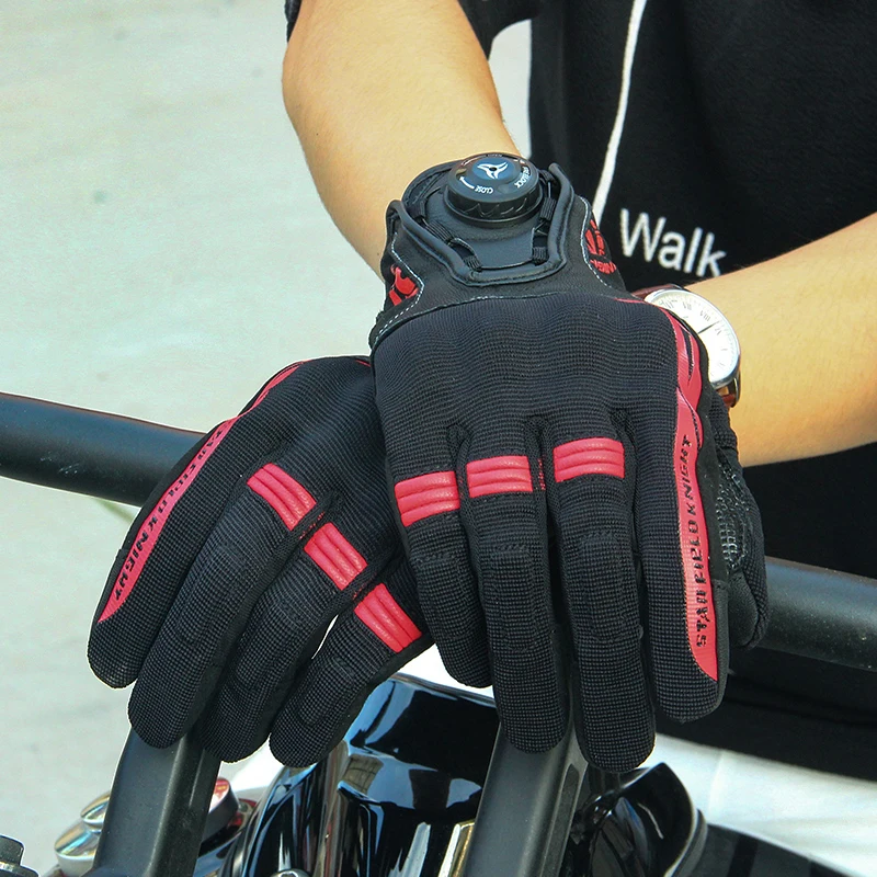 Летние мотоциклетные перчатки Дышащие Защитные перчатки для спорта на весь палец, Гоночные Аксессуары для верховой езды, Мотоциклетная перчатка с кнопкой Изображение 0