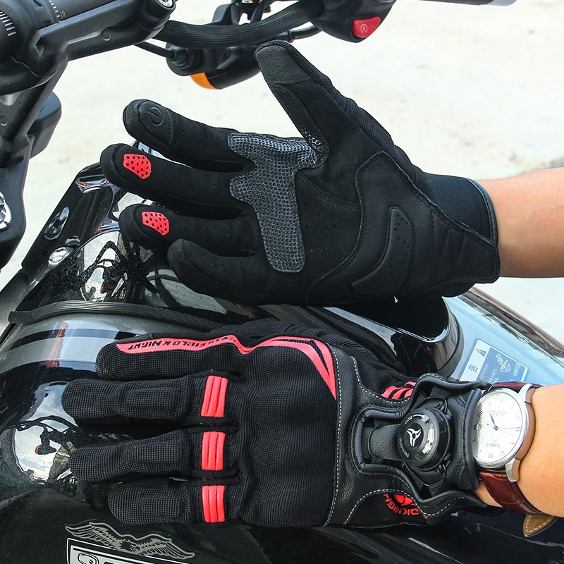 Летние мотоциклетные перчатки Дышащие Защитные перчатки для спорта на весь палец, Гоночные Аксессуары для верховой езды, Мотоциклетная перчатка с кнопкой Изображение 1
