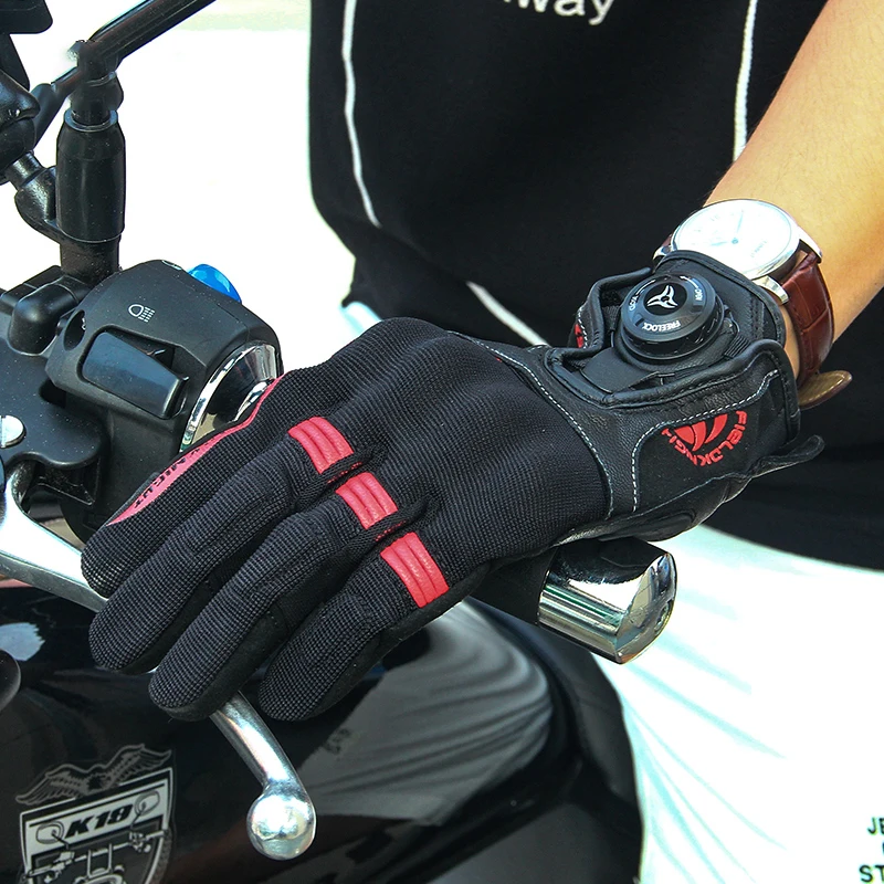 Летние мотоциклетные перчатки Дышащие Защитные перчатки для спорта на весь палец, Гоночные Аксессуары для верховой езды, Мотоциклетная перчатка с кнопкой Изображение 2