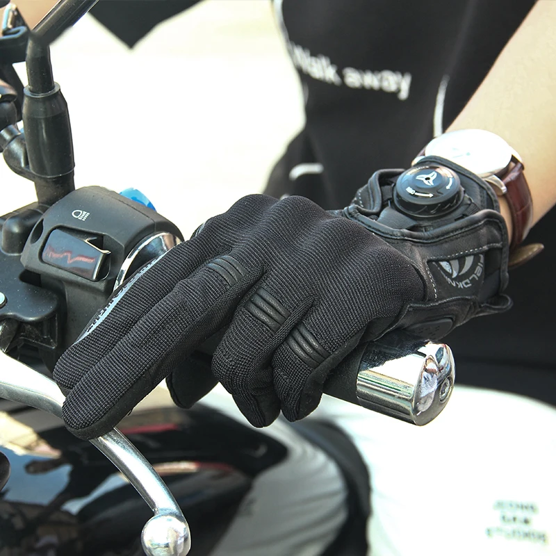 Летние мотоциклетные перчатки Дышащие Защитные перчатки для спорта на весь палец, Гоночные Аксессуары для верховой езды, Мотоциклетная перчатка с кнопкой Изображение 3