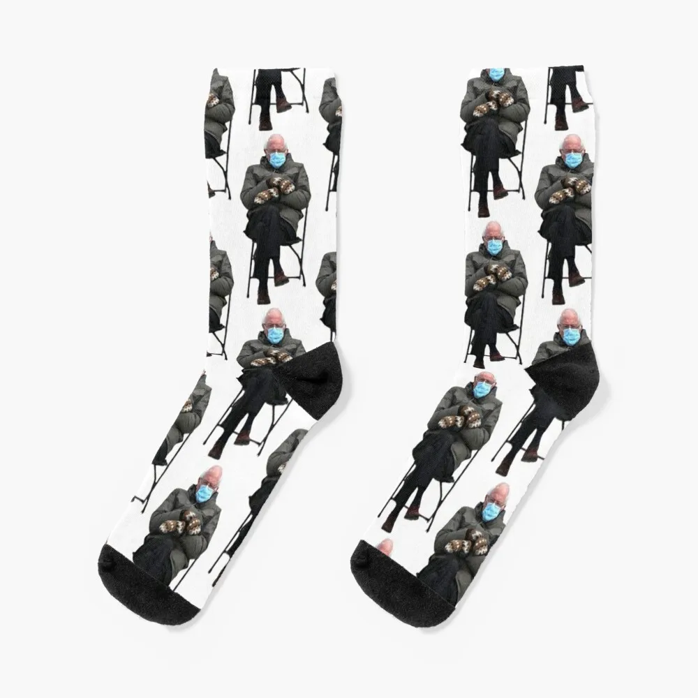 Мем Берни Сандерса - Варежки На Складном стуле Культового вида, Носки для инаугурации Байдена, Мужские носки с принтом, женские носки Изображение 0