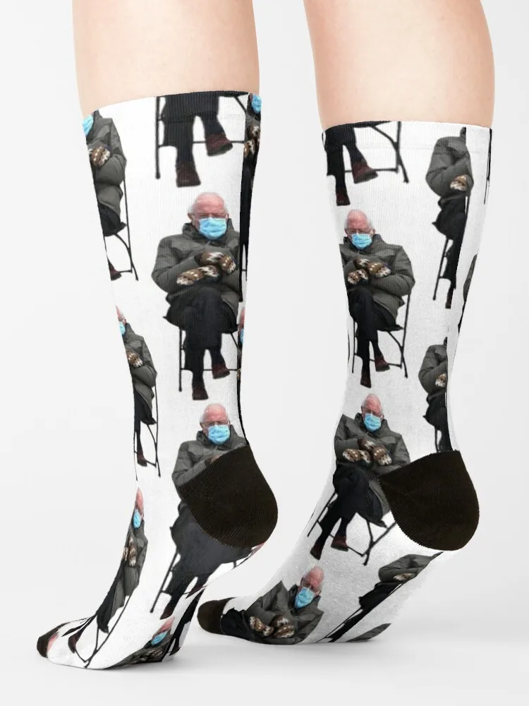 Мем Берни Сандерса - Варежки На Складном стуле Культового вида, Носки для инаугурации Байдена, Мужские носки с принтом, женские носки Изображение 3