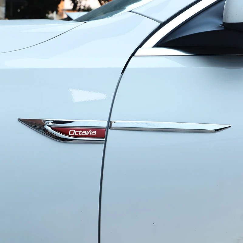 Металлические наклейки на крыло автомобиля, внешние декоративные наклейки, модифицированные значки для Skoda Octavia Virs RS IV, автомобильные аксессуары Изображение 1