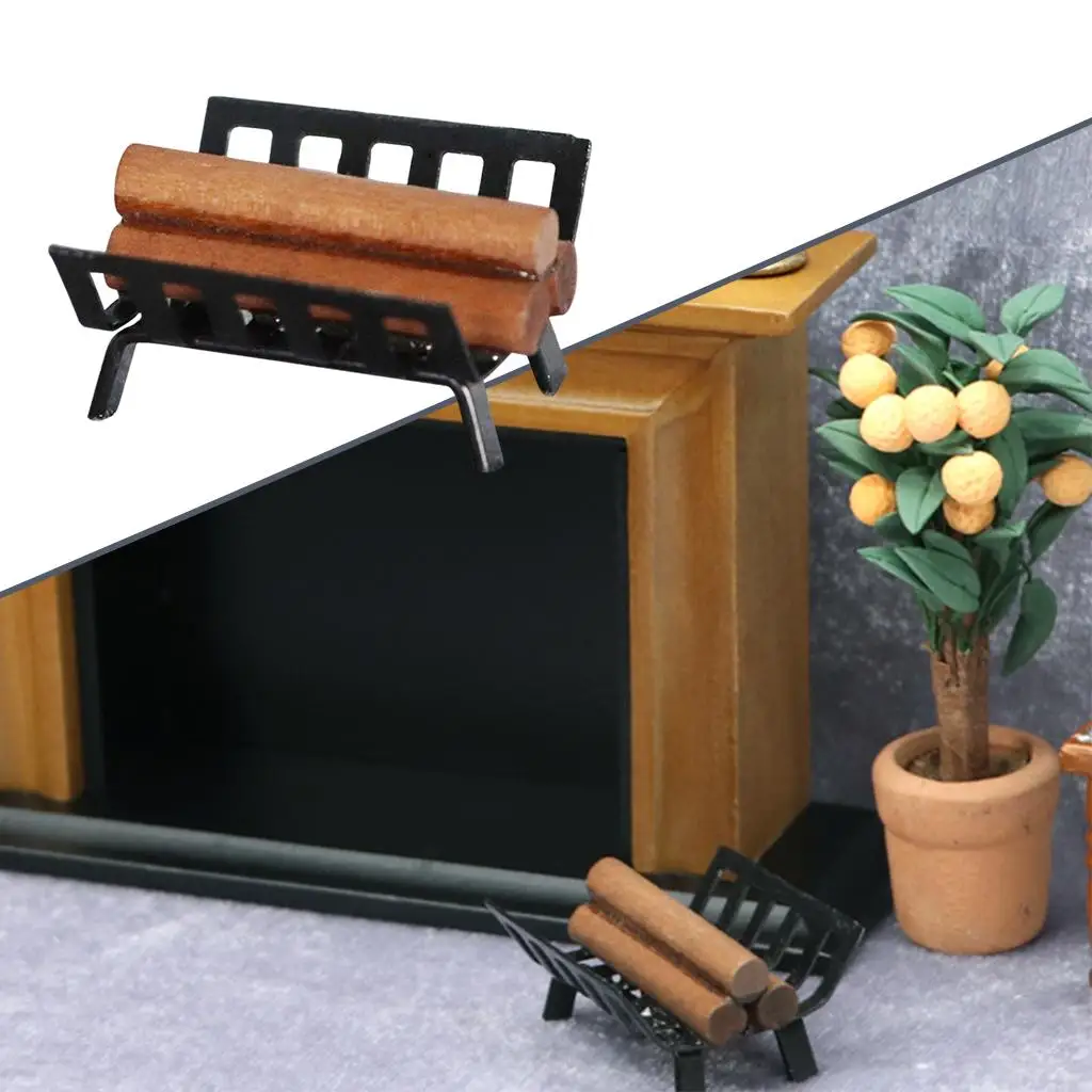 Миниатюрная модель печи в кукольном домике 1: 12, тележка для запекания, подставка для дров Изображение 1