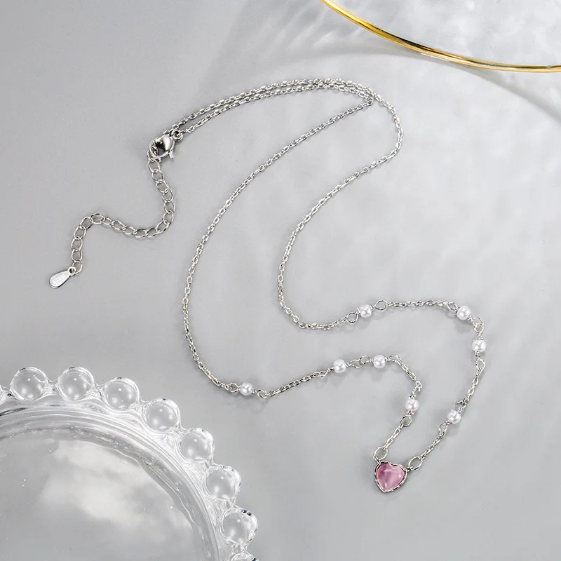 Мода Любовь Кулон Ожерелья для Женщин Классический Дизайн Жемчужные Цепочки Сердце Колье Подруга День Рождения Летние Ювелирные Изделия Изображение 3
