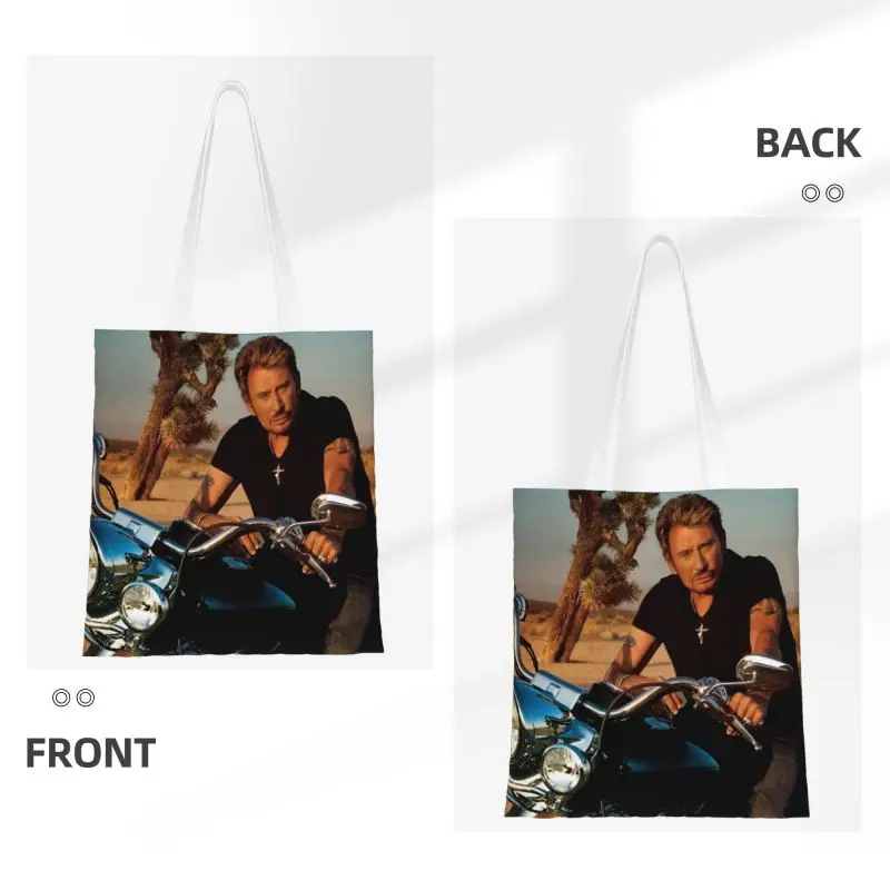 Мотоцикл Johnny Hallyday, сумка для покупок, французский рок-певец, холщовые сумки через плечо, сумки большой емкости Изображение 1